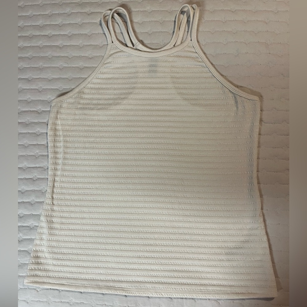 GAP Fit Cream Ribbed Tank Top